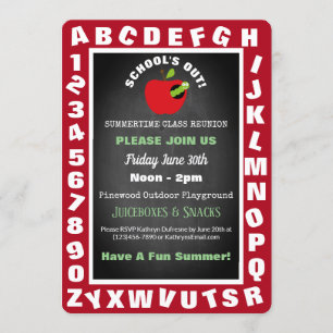 Alphabet "School's Out" Été Playdate Invitation