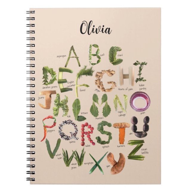Alphabet végétal cahier de nourriture mignon pour  (Devant)