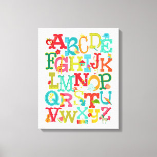Alphabet Whimsical pour les enfants toile étirée A