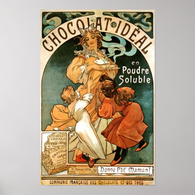 Alphonse (Alfons) Mucha Chocolat Poster Idéal (Devant)