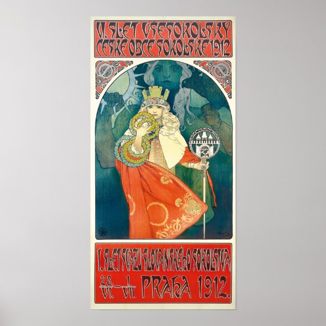 Alphonse Mucha 6th Sokol Festival, 1912 Poster (Devant)