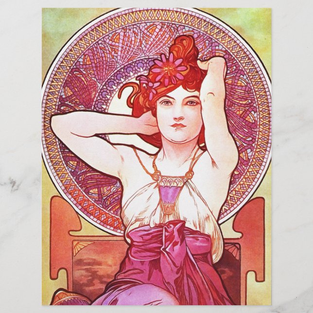 Alphonse Mucha Améthyst Floral Vintage (Devant)