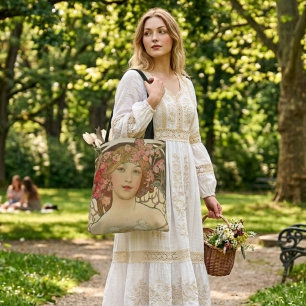 Alphonse Mucha artistique floral fille sac vintage