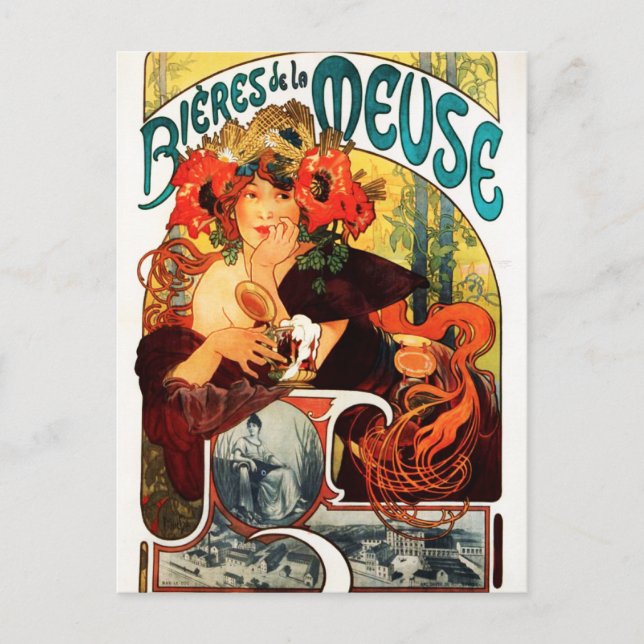 Alphonse Mucha Bière de la carte postale Muse (Devant)