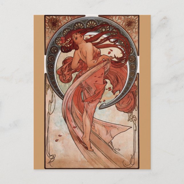 Alphonse Mucha, carte postale "Danse" (Devant)