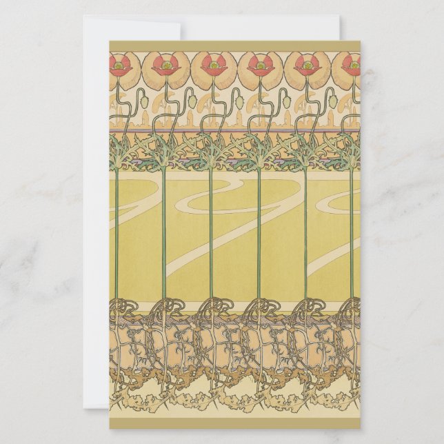 Alphonse Mucha Coquelicots Papier Peint Floral Art (Devant)