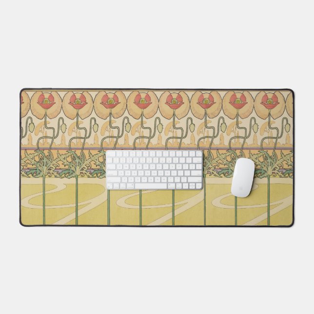 Alphonse Mucha Coquelicots Papier Peint Floral Art (Clavier et souris)