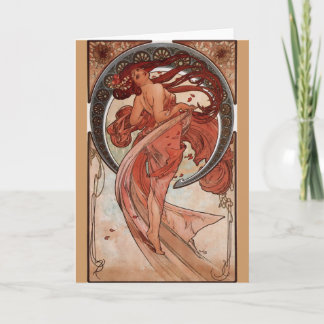 Alphonse Mucha, "Danse" Carte de voeux Art Nouveau