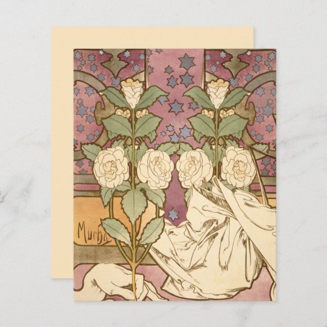 Alphonse Mucha Elégante Art Nouveau Stars Camellia (Devant / Derrière)