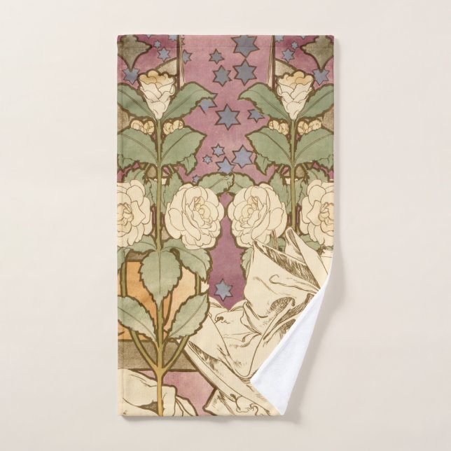 Alphonse Mucha Étoiles Élégantes Art Nouveau Camél (Serviette à main)