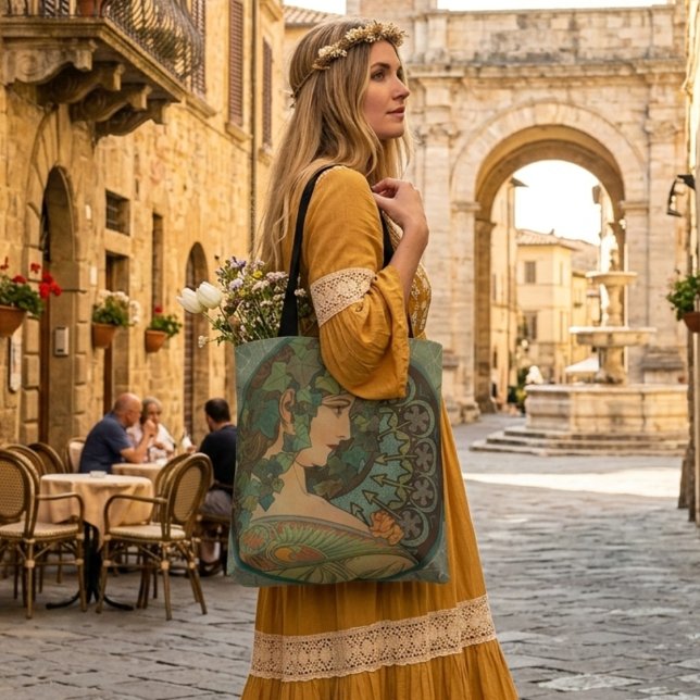 Alphonse Mucha florale fille sac fourre-tout vinta (Créateur téléchargé)