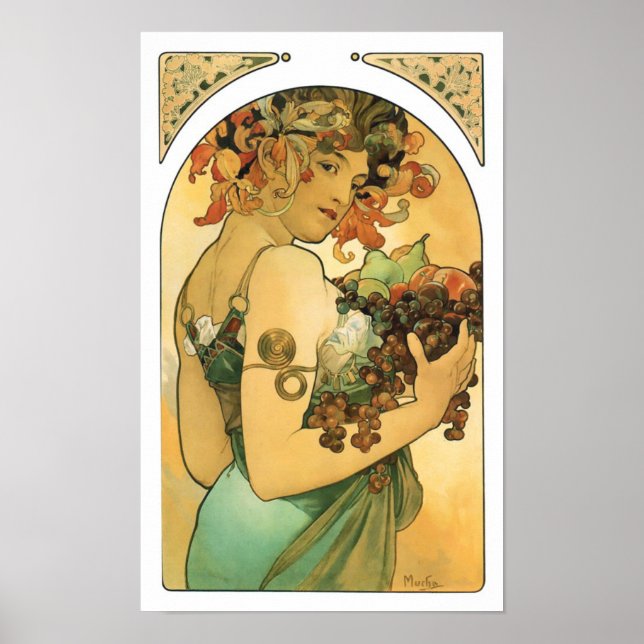 Alphonse Mucha ~ Fruit ( 1897 ) Poster (Devant)