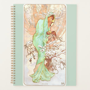 Alphonse Mucha Hiver Vintage Art Nouveau peinture
