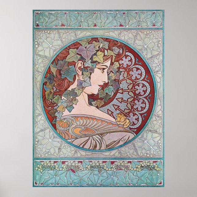 Alphonse Mucha Ivy Art Nouveau Poster Imprimer (Devant)