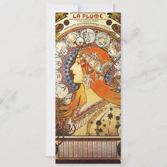 Alphonse Mucha La Plume Zodiac Art Nouveau Vintage (Devant)