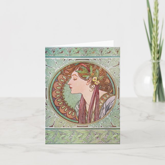 Alphonse Mucha Laurel Art Nouveau Cartes de notes  (Devant)