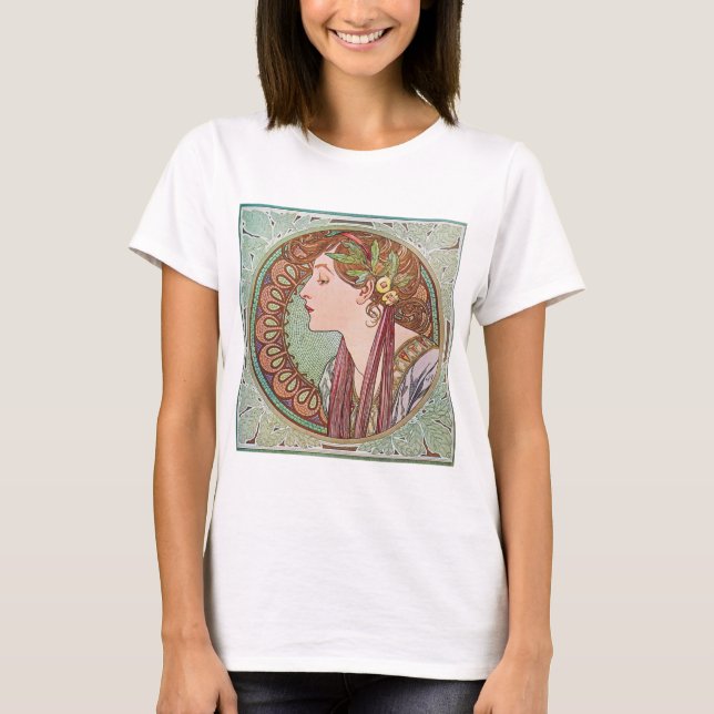 Alphonse Mucha Laurel Art Nouveau Top T-shirt (Devant)