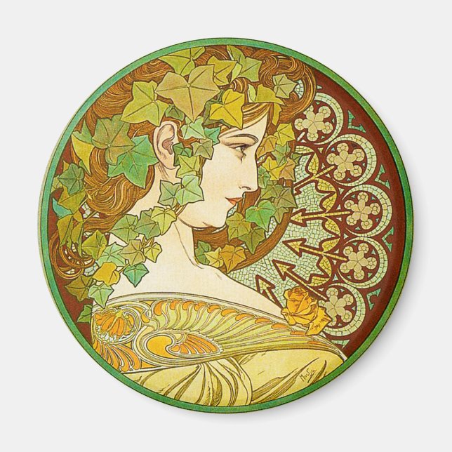 Alphonse Mucha Laurel Magnet (Devant)