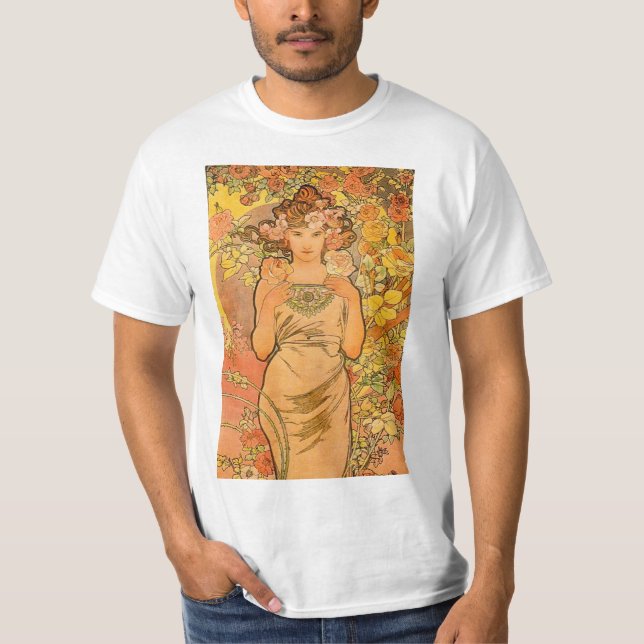 Alphonse Mucha le T-shirt de rose (Devant)