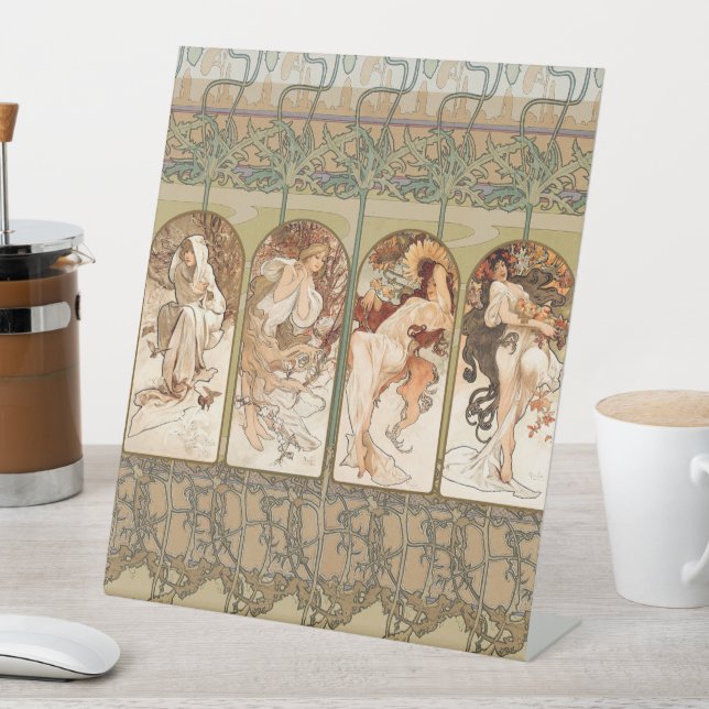 Alphonse Mucha Quatre Saisons Panneau Art nouveau  (In SItu)