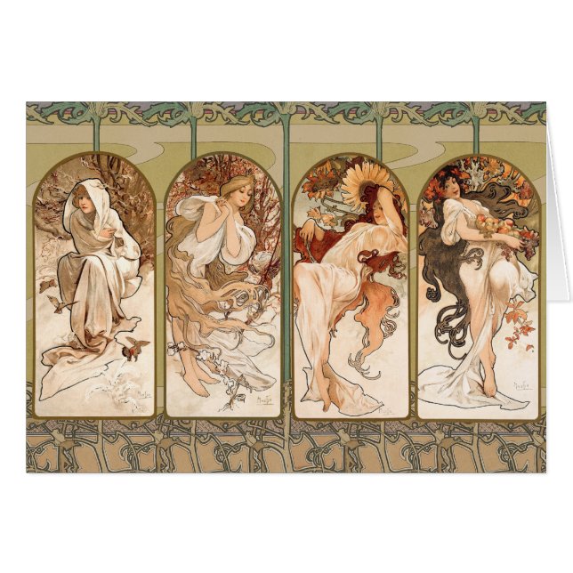 Alphonse Mucha Quatre Saisons Panneau Art nouveau  (Devant horizontal)