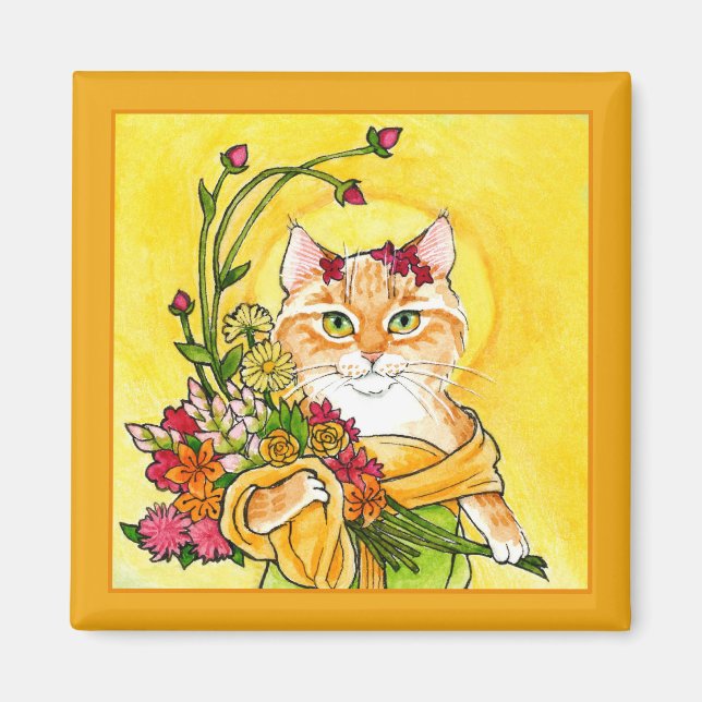Alphonse Mucha spot Aimant fleurs de chat (Devant)