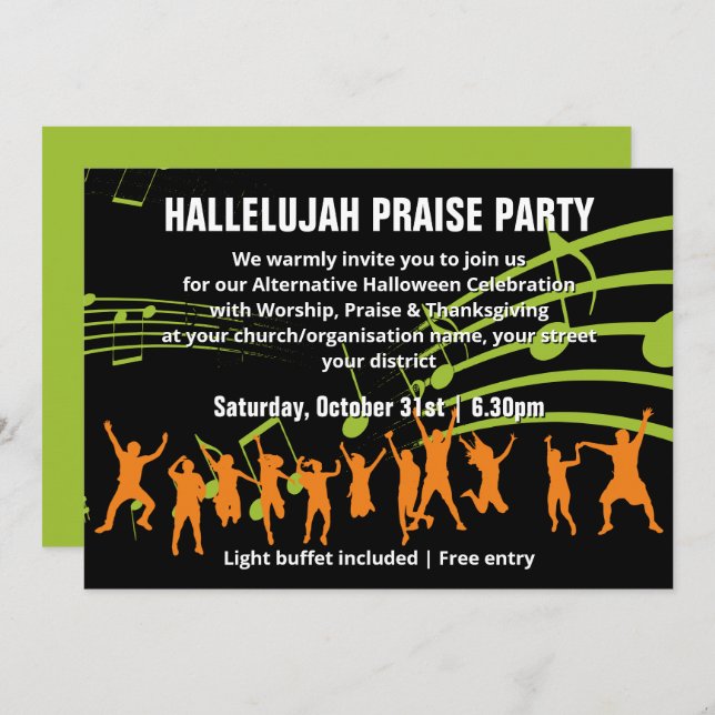 Alternative Halloween PRAISE PARTY Invitation (Devant / Derrière)