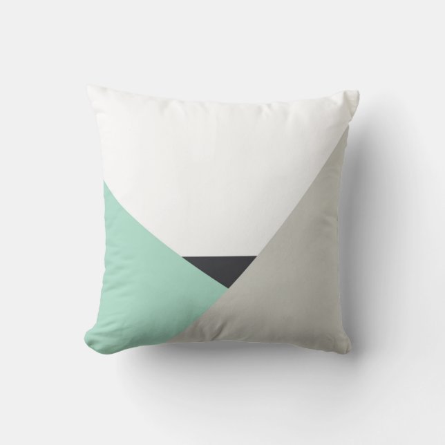 Althea Mint & Grey Abstrait Color Block Coussin (Recto)