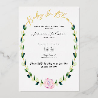 Aluminium Baby In Bloom - Invitation Annonce Bébé Fleurs en 