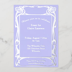 Aluminium Cadre floral élégant Art nouveau Invitation en feu