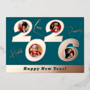 Aluminium Carte de vœux 2026 en véritable papier d'aluminium