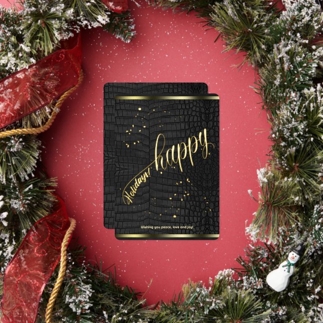 Aluminium Carte de vœux Joyeuses Fêtes en cuir de crocodile  (Insitu)