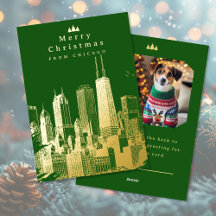 Carte de vœux photo en feuille verte de Noël à Chi