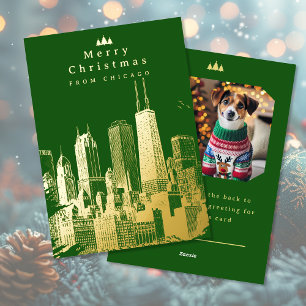 Aluminium Carte de vœux photo en feuille verte de Noël à Chi