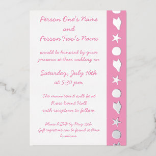 Aluminium Coquillages d'été en Pétale Rose Foil Invitation