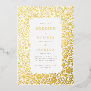 Aluminium Élégante invitation de mariage à cadre fleuri en f