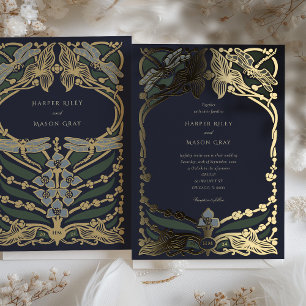 Aluminium Élégante invitation de mariage Art Nouveau en form