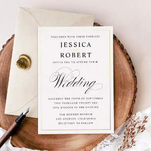 Aluminium Élégante invitation de mariage en papier alu noir 