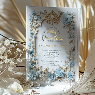 Aluminium Élégante invitation de Quinceañera bleue et or en