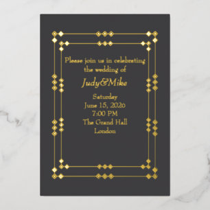 Aluminium Élégante invitation en papier alu gris foncé et or