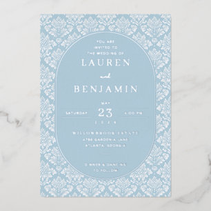 Aluminium Faire invitation de mariage en damas bleu