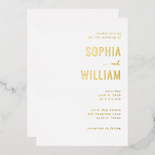 Aluminium Faire invitation de mariage minimaliste en or