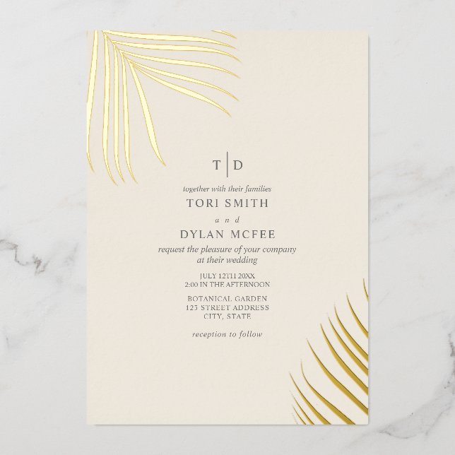 Aluminium Feuilles de palmier sur invitation en feuille d'al (Recto)