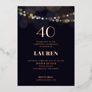 Aluminium Guirlande lumineuse pour 40 ans Invitation en feui