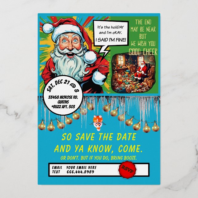 Aluminium HO HO AIDE invitation en papier d'aluminium (Verso)
