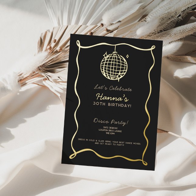 Aluminium Invitation anniversaire disco 30 ans en papier d'a (30th Disco Birthday Foil Invitation 2)