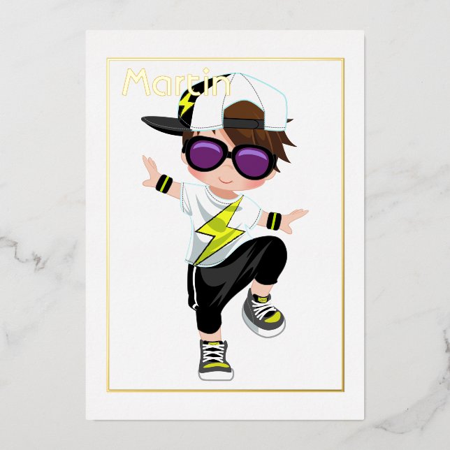 Aluminium Invitation anniversaire enfants Hip Hop en feuille (Recto)