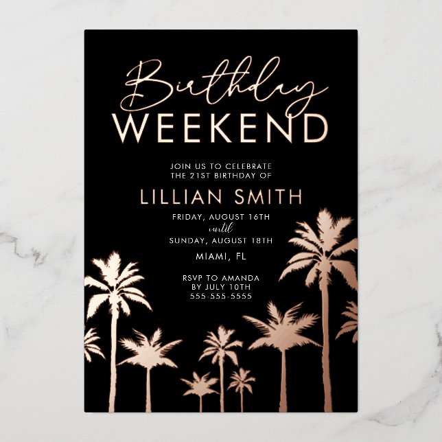 Aluminium Invitation Anniversaire Tropicale de Weekend en Pa (Recto)