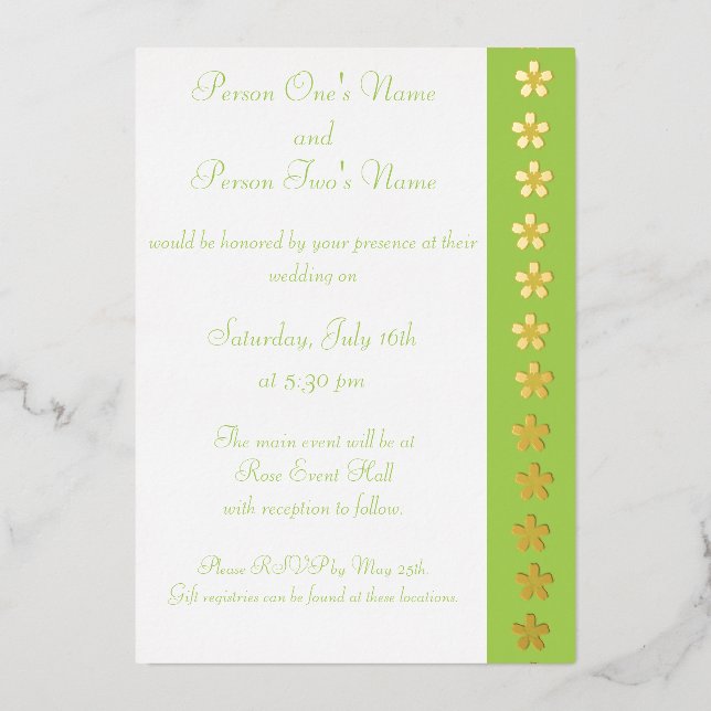 Aluminium Invitation charmante Sakura en feuille de péridot (Recto)