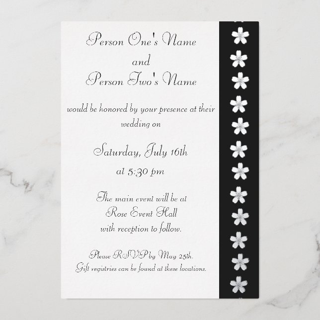 Aluminium Invitation charmante Sakura en feuille noire (Recto)